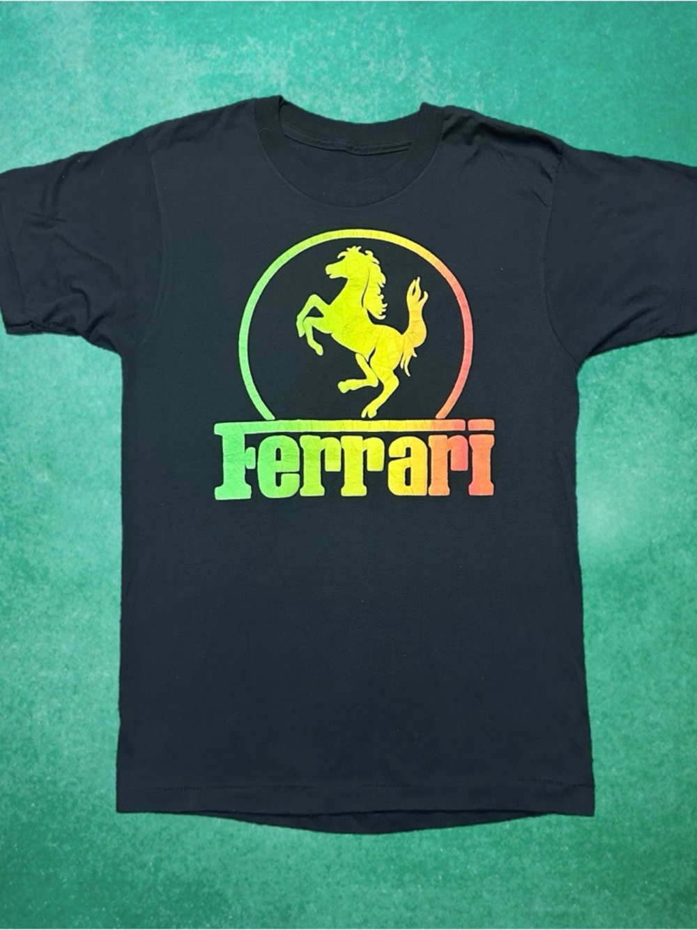 Vintage Ferrari Prancing Horse Logo Puff Print Shirt